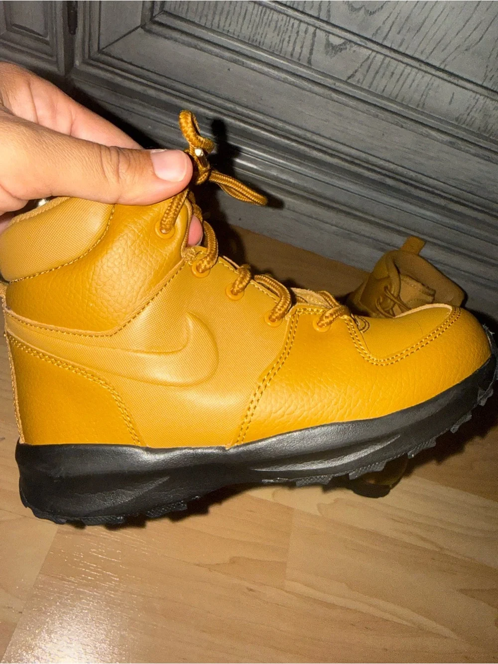 Never Worn! No Box! No Tags. Mustard Yellow Lace-Up Work BootsBoys  Size 1